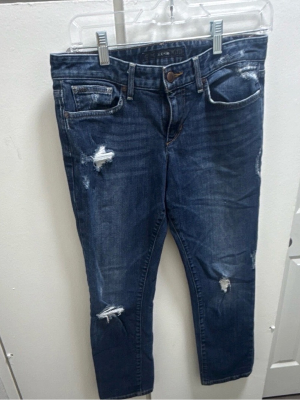 Joe's Jeans Dark Blue Distressed Cropped Ankle Jeans